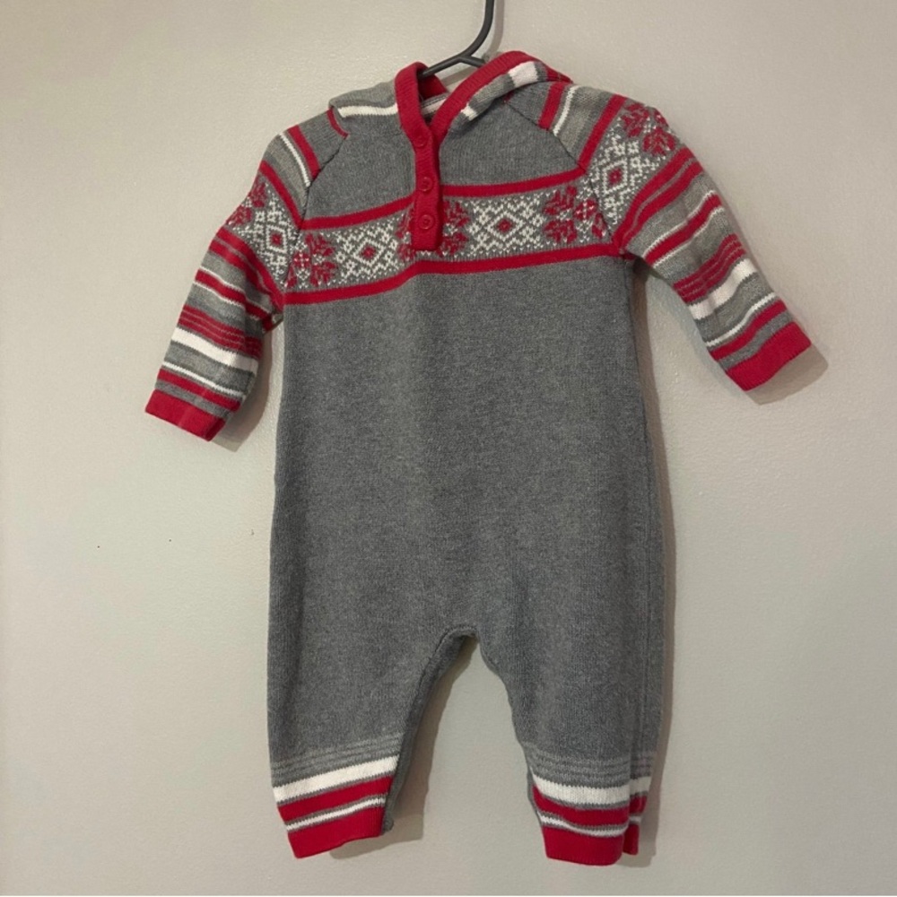 6-9 month Hannah Andersson Sweater Romper Hooded with Tassel Unisex Boy Girl